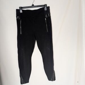 Athleta Womens Pants L Black Luxe Ponte Legging Pants Ankle Zip Rayon Nylon